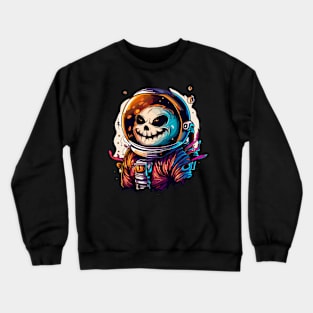 Spooky funny skeleton in spacesuit Crewneck Sweatshirt